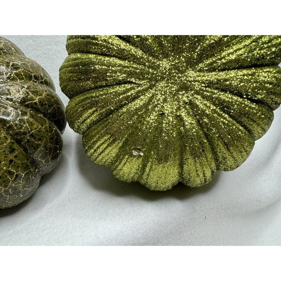 Fall Autumn 5 Glitter Pumpkin’s Lot Halloween Decorations Green Gold Orange - Picture 3 of 8